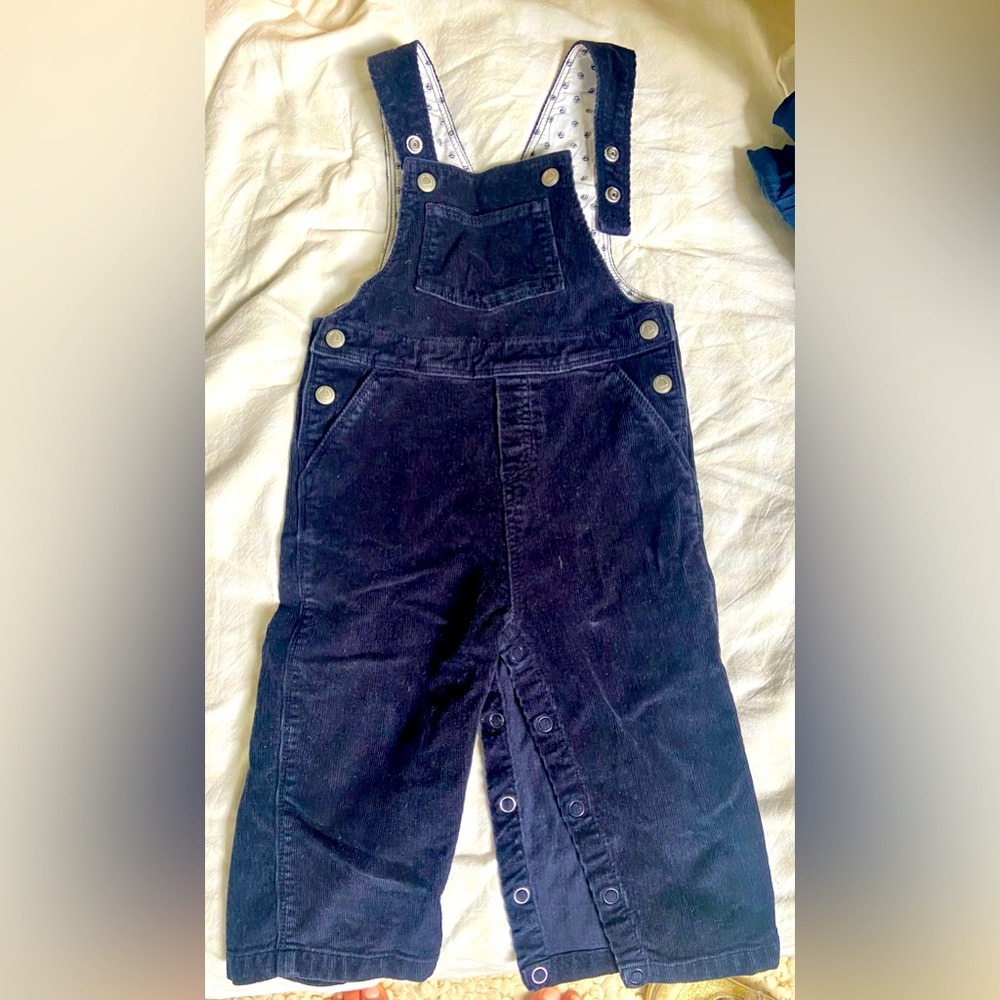 Petit Bateau navy corduroy overalls—great used condition!